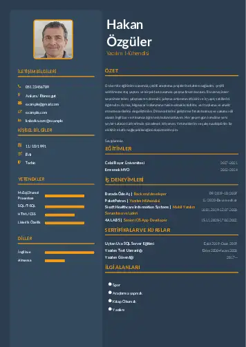 Yazılım Mühendisi Cv Örnekleri cv indir